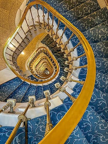 Spain-Barcelona. Spiral staircase in a hotel. Architecture Print